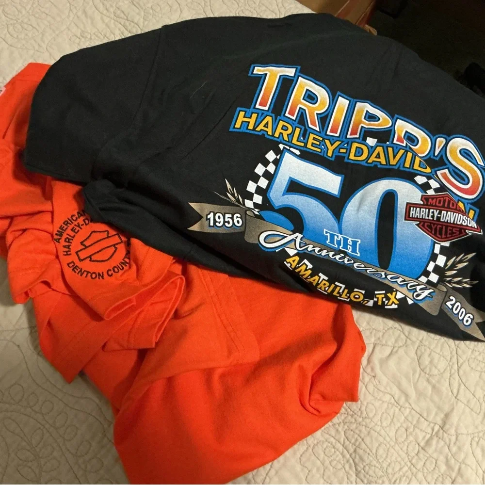 Harley-Davidson Vintage T Bundle Denton County Tx and Trips Sz XL - Picture 2 of 4